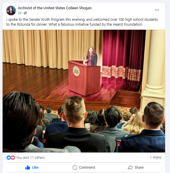 On March 5, 2024, Dr. Shogan addressed the US Senate Youth delegates. The group included over 100 high school students and was funded by the Hearst Foundation.