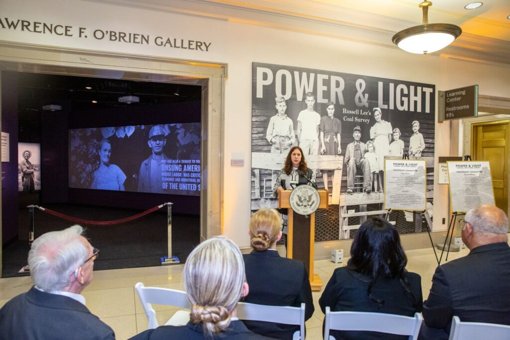 Later that evening, Dr. Shogan made remarks at the reception for the new exhibit, Power & Light: Russell Lee's Coal Survey, which features the work of photographer Russell Lee. The exhibit opens on March 16, 2024, and is on display in the Lawrence F. O’Brien Gallery in the National Archives Building.