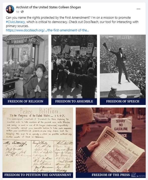 Also on April 18, Dr. Shogan shared a post inviting people to check out DocsTeach and our tools for interacting with primary sources. Check it out today.