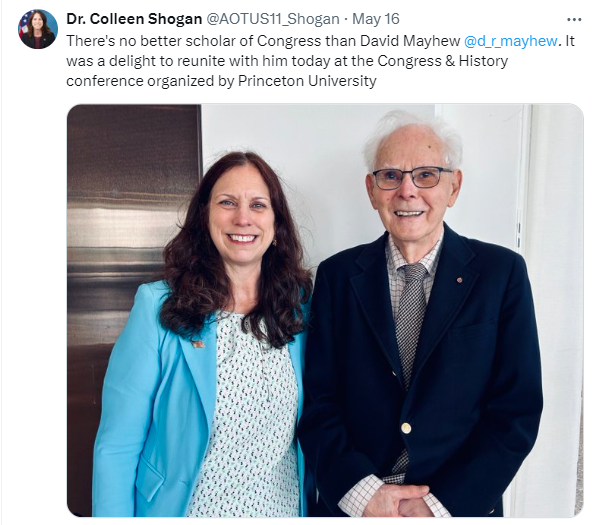 Also on May 16, Dr. Shogan reunited with David Mayhew at the Congress & History conference organized by Princeton University.