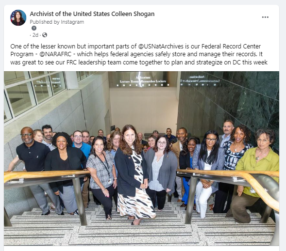 On July 18, 2024, Dr. Shogan spoke and took questions from staff during the Federal Records Center Conference at the National Archives in College Park. 