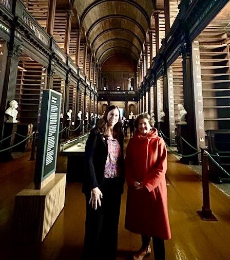 Dr. Shogan also met with Librarian and College Archivist at Trinity College Dublin Helen Shelton in the Long Room at the Library of Trinity College Dublin. More than 200,000 books in the Long Room library chamber have been removed for conservation.