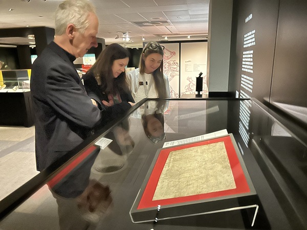 On November 20, 2024, Archivist of the United States Dr. Colleen Shogan posted pictures from her trip to London, including a visit to the British Library, where she met with Chief Executive Officer of the British Library Roly Keating. National Archives photo by Ellis Brachman.