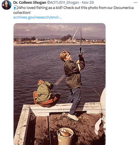 On November 29, 2024, Dr. Shogan posted a photograph from the DOCUMERICA collection. You can learn more about it here: https://www.archives.gov/research/environment/documerica-topics.