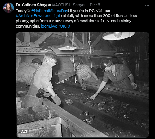 Original Caption: Women pick foreign matter out of coal as it is carried on conveyor thru tipple. Union Pacific Coal Company, Stansbury Mine, Rock Springs, Sweetwater County, Wyoming, July 10, 1946. NAID: 540581